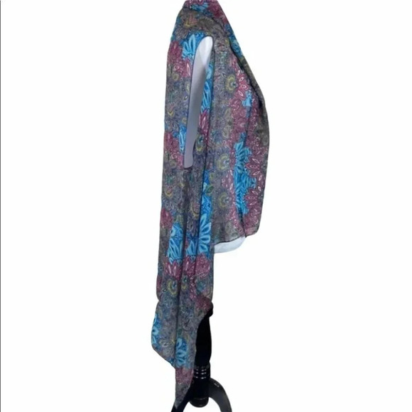 Sheer Boho hippie multicolor asymmetrical vest‎ - Picture 3 of 6